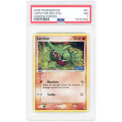 Larvitar 2005 Pokemon EX Unseen Forces Common #61 PSA Authenticated 7 Card