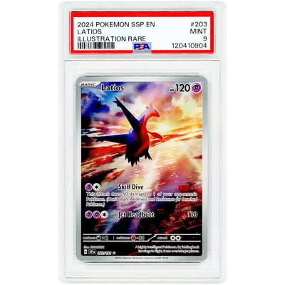 Latios 2024 Pokemon Surging Sparks Illustration Rare #203 PSA Authenticated 9 Card
