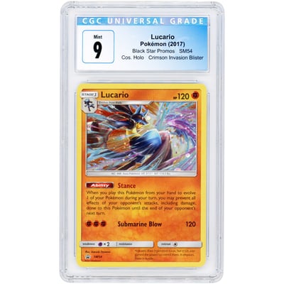 Lucario 2017 Pokemon Sun & Moon Promo #SM54 CGC Authenticated 9 Card