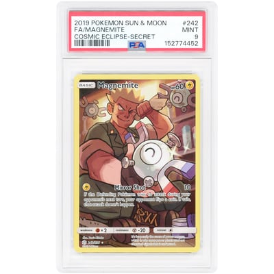 Magnemite 2019 Pokemon Cosmic Eclipse Secret Rare #242 PSA Authenticated 9 Card