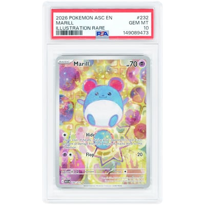 Marill 2026 Pokemon Mega Evolution Ascended Heroes Illustration Rare #232 PSA Authenticated 10 Card