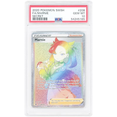 Marnie 2020 Pokemon Sword & Shield Base Set Secret Rare #208 PSA Authenticated 10 Card