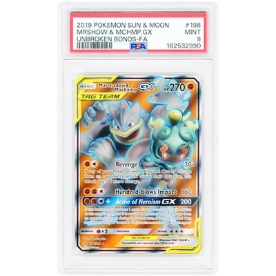 Marshadow & Machamp GX 2019 Pokemon Unbroken Bonds Ultra Rare #198 PSA Authenticated 9 Card