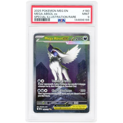 Mega Absol ex 2025 Pokemon Mega Evolution Special Illustration Rare #180 PSA Authenticated 9 Card
