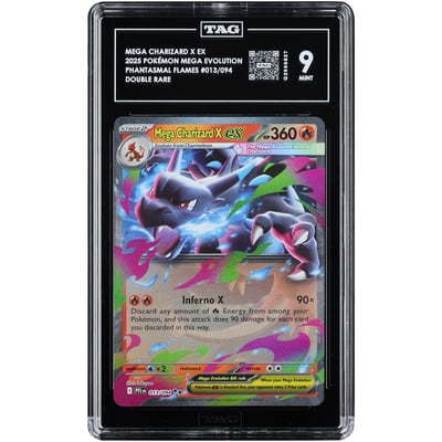 Mega Charizard X ex 2025 Pokemon Phantasmal Flames Double Rare #13 TAG Authenticated 9 Card