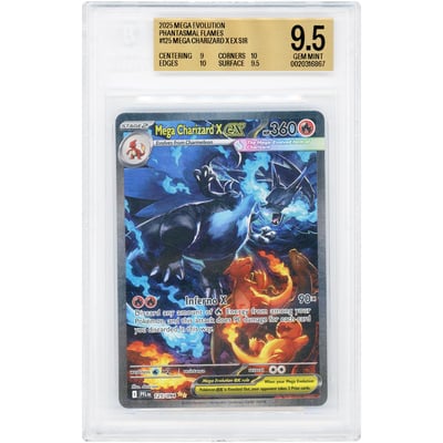 Mega Charizard X ex 2025 Pokemon Phantasmal Flames Special Illustration Rare #125 BGS Authenticated 9.5 Card