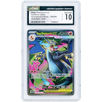 Mega Charizard X ex 2025 Pokemon Phantasmal Flames Ultra Rare #109 CGC Authenticated 10 Card