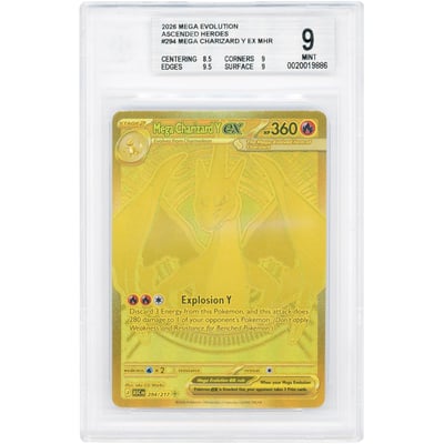 Mega Charizard Y ex 2026 Pokemon Ascended Heroes Mega Hyper Rare #294 BGS Authenticated 9 Card