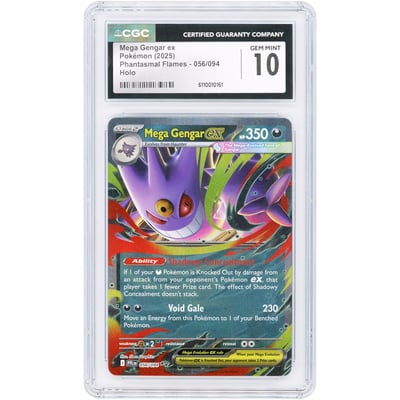 Mega Gengar ex 2025 Pokemon Phantasmal Flames Holo Double Rare #56 CGC Authenticated 10 Card