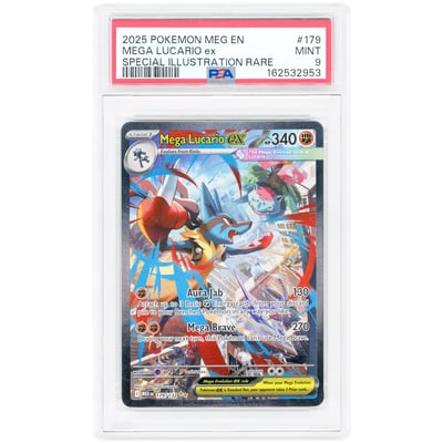 Mega Lucario ex 2025 Pokemon Mega Evolution Special Illustration Rare #179 PSA Authenticated 9 Card