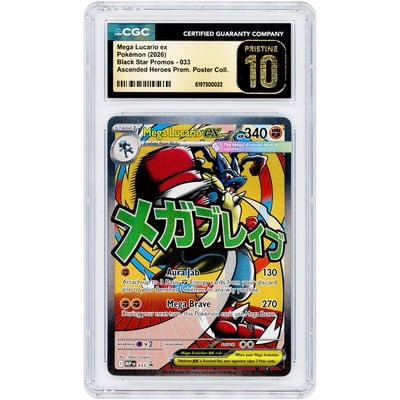 Mega Lucario ex 2026 Pokemon Mega Evolution Promo #33 CGC Authenticated Pristine 10 Card