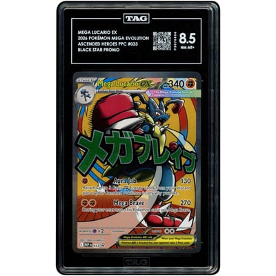 Mega Lucario ex 2026 Pokemon Mega Evolution Promo #33 TAG Authenticated 8.5 Card