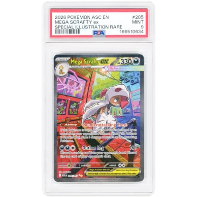 Mega Scrafty ex 2026 Pokemon Ascended Heroes Special Illustration Rare #285 PSA Authenticated 9 Card
