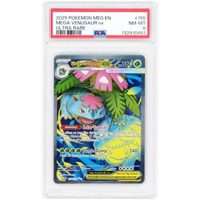 Mega Venusaur ex 2025 Pokemon Mega Evolution Ultra Rare #155 PSA Authenticated 8 Card