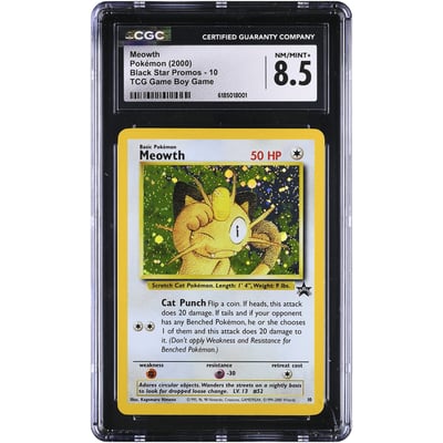 Meowth 2000 Pokemon Black Star Promos TCG Game Boy Game #10 CGC Authenticated 8.5 Card