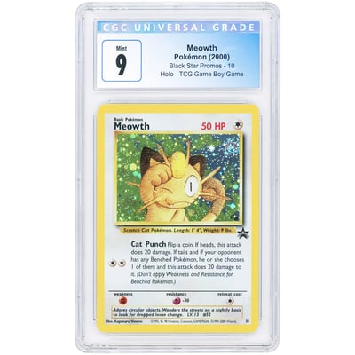 Meowth 2000 Pokemon WoTC Holo Black Star Promo #10 CGC Authenticated 9 Card