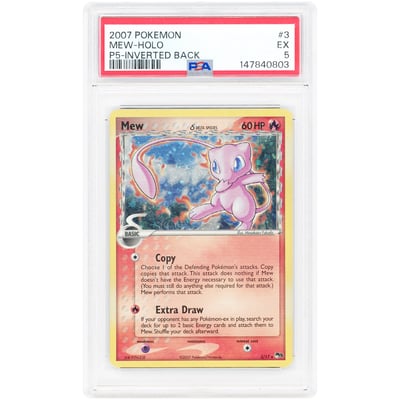 Mew 2007 Pokemon POP Series 5 Delta Species Inverted Back #3 PSA Authenticated 5 Card