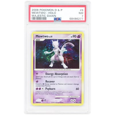 Mewtwo 2008 Pokemon Diamond & Pearl Majestic Dawn Holo Rare #9 PSA Authenticated 7 Card