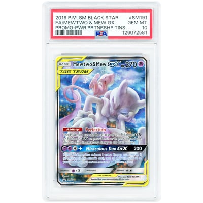 Mewtwo & Mew GX 2019 Pokemon Sun & Moon Promo #SM191 PSA Authenticated 10 Card