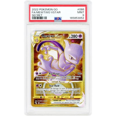 Mewtwo VSTAR 2022 Pokemon Go Secret Rare #86 PSA Authenticated 9 Card