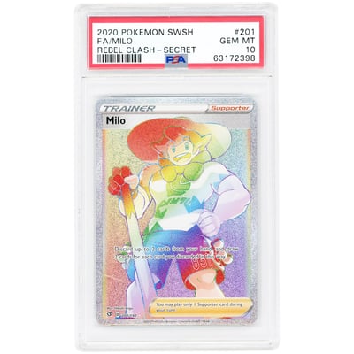 Milo 2020 Pokemon Rebel Clash Secret Rare #201 PSA Authenticated 10 Card