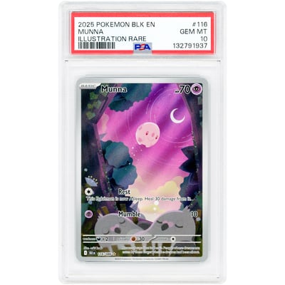 Munna 2025 Pokemon Black Bolt Illustration Rare #116 PSA Authenticated 10 Card