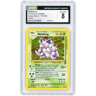 Nidoking 1999 Pokemon Base Set 2 Holo Rare #11 CGC Authenticated 8 Card
