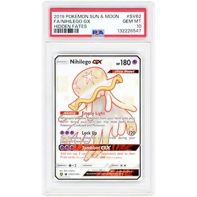 Nihilego GX 2019 Pokemon Hidden Fates Shiny Holo Rare #SV62 PSA Authenticated 10 Card