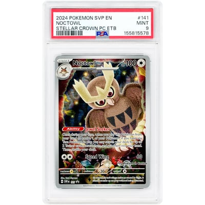 Noctowl 2024 Pokemon Scarlet & Violet Stellar Crown Pokemon Center Exclusive Promo #141 PSA Authenticated 9 Card