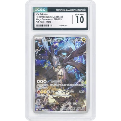 N's Zekrom 2025 Pokemon MEGA Dream ex Japanese Art Rare #210 CGC Authenticated 10 Card