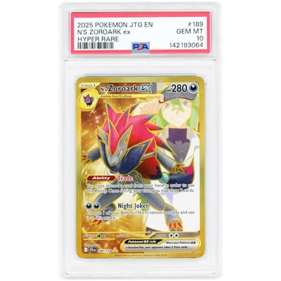 N's Zoroark ex 2025 Pokemon Journey Together Hyper Rare #189 PSA Authenticated 10 Card