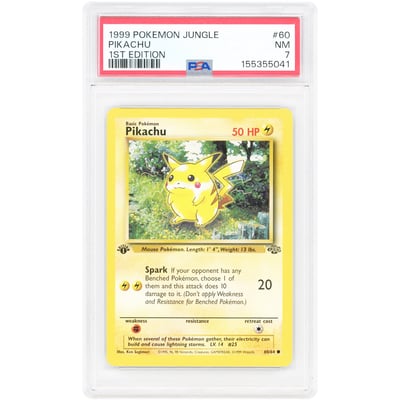 Pikachu 1999 Pokemon Jungle 1st Edition Common #60 PSA Authenticated 7 Card