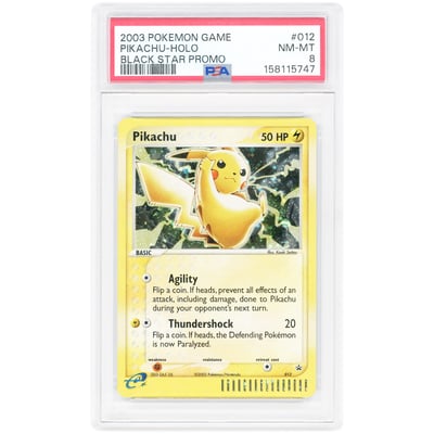 Pikachu 2003 Pokemon Game Black Star Promo #12 PSA Authenticated 8 Card