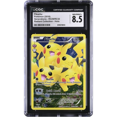 Pikachu 2016 Pokemon Generations Radiant Collection Holo #RC29/RC32 CGC Authenticated 8.5 Card
