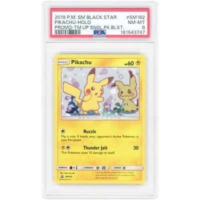 Pikachu 2019 Pokemon Sun & Moon Promo #SM162 PSA Authenticated 8 Card