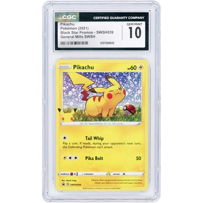 Pikachu 2020 Pokemon General Mills Promo #SWSH039 CGC Authenticated 10 Card