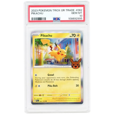 Pikachu 2023 Pokemon Trick or Trade BOOster Bundle Common #62 PSA Authenticated 10 Card