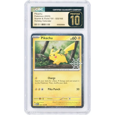 Pikachu 2025 Pokemon Holiday Calendar Stamped Promo #25 CGC Authenticated Pristine 10 Card