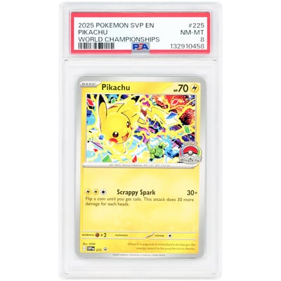 Pikachu 2025 Pokemon World Championship 2025 Promo #225 PSA Authenticated 8 Card