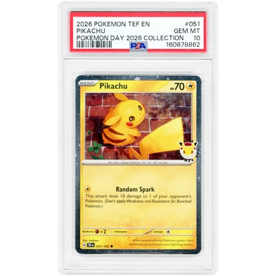 Pikachu 2026 Pokemon Day 2026 Promo #51 PSA Authenticated 10 Card