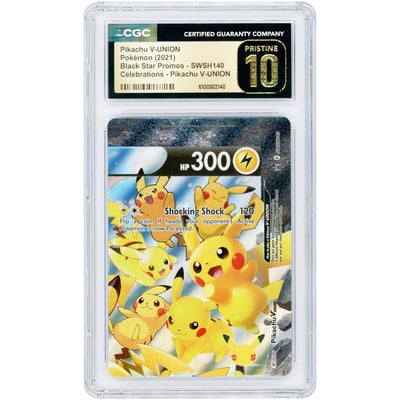 Pikachu V-Union 2021 Pokemon Sword & Shield Celebrations Promo #SWSH140 CGC Authenticated Pristine 10 Card