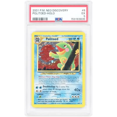 Politoed 2001 Pokemon Neo Discovery Holo Rare #8 PSA Authenticated 5 Card