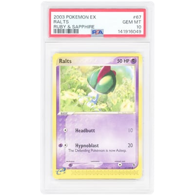 Ralts 2003 Pokemon EX Ruby & Sapphire Common #67 PSA Authenticated 10 Card