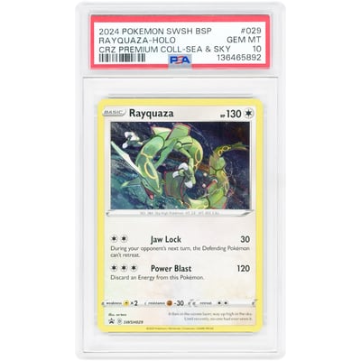 Rayquaza 2024 Pokemon Pixel Cosmos Holo Promo #SWSH029 PSA Authenticated 10 Card