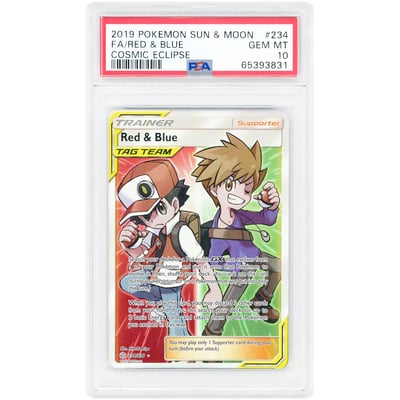 Red & Blue 2019 Pokemon Cosmic Eclipse Ultra Rare #234 PSA Authenticated 10 Card