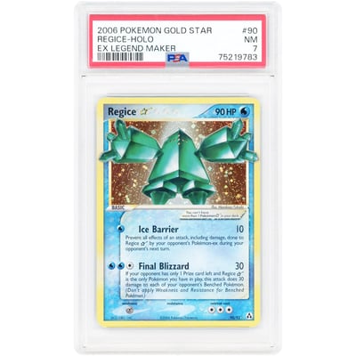 Regice 2006 Pokemon EX Legend Maker Gold Star Ultra Rare #90 PSA Authenticated 7 Card