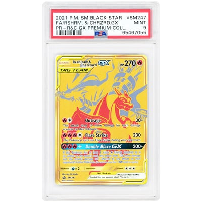 Reshiram & Charizard GX 2021 Pokemon Sun & Moon Promo #SM247 PSA Authenticated 9 Card