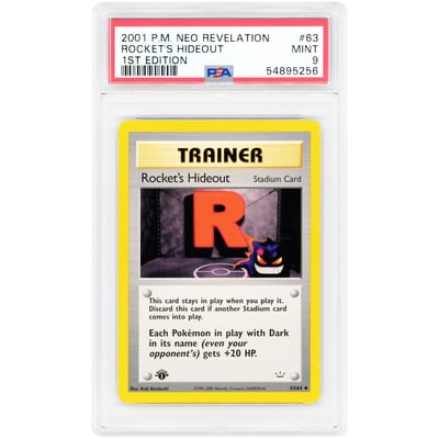Rocket's Hideout 2001 Pokemon Neo Revelation 1st Edition Uncommon #63 PSA Authenticated 9 Card