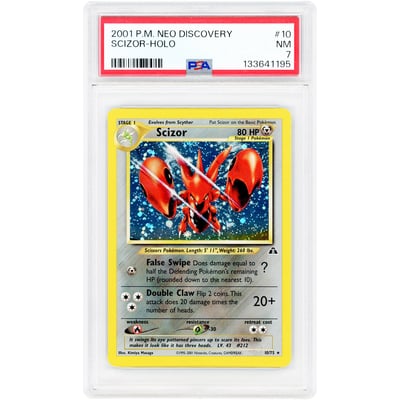 Scizor 2001 Pokemon Neo Discovery Holo Rare #10 PSA Authenticated 7 Card
