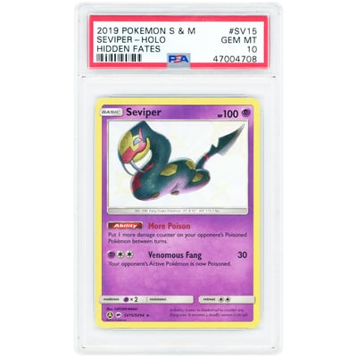 Seviper 2019 Pokemon Hidden Fates Shiny Vault Shiny Holo Rare #SV15 PSA Authenticated 10 Card